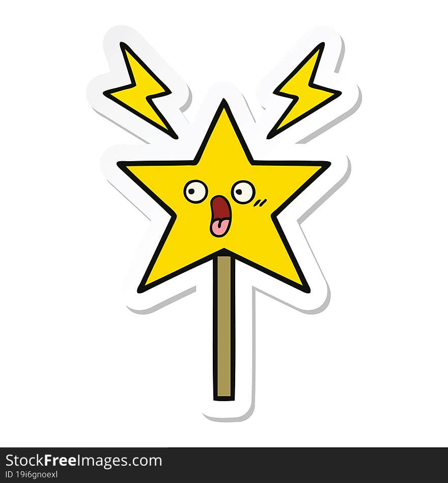 Sticker Of A Cute Cartoon Magic Wand