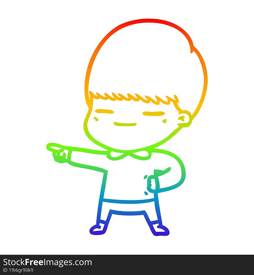 rainbow gradient line drawing cartoon smug boy