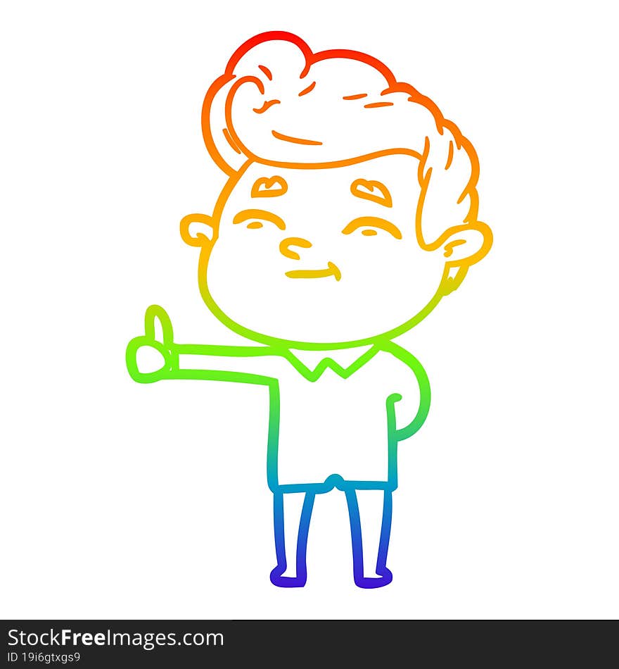 rainbow gradient line drawing of a happy cartoon man