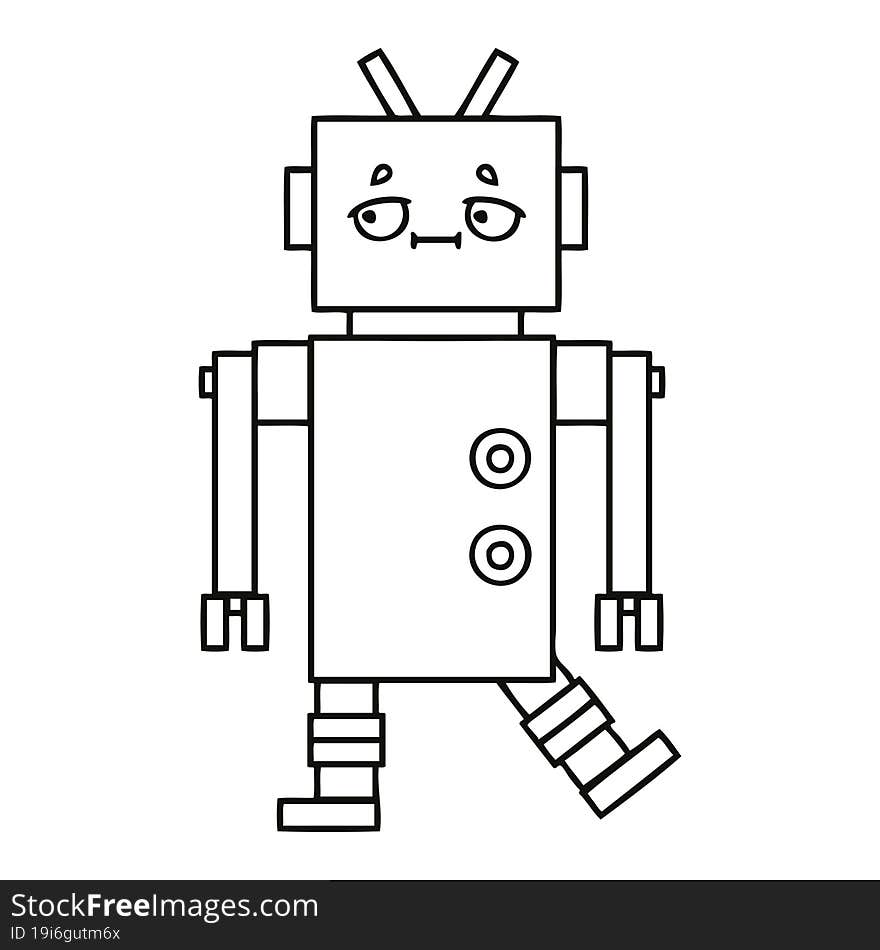 Line Drawing Cartoon Robot