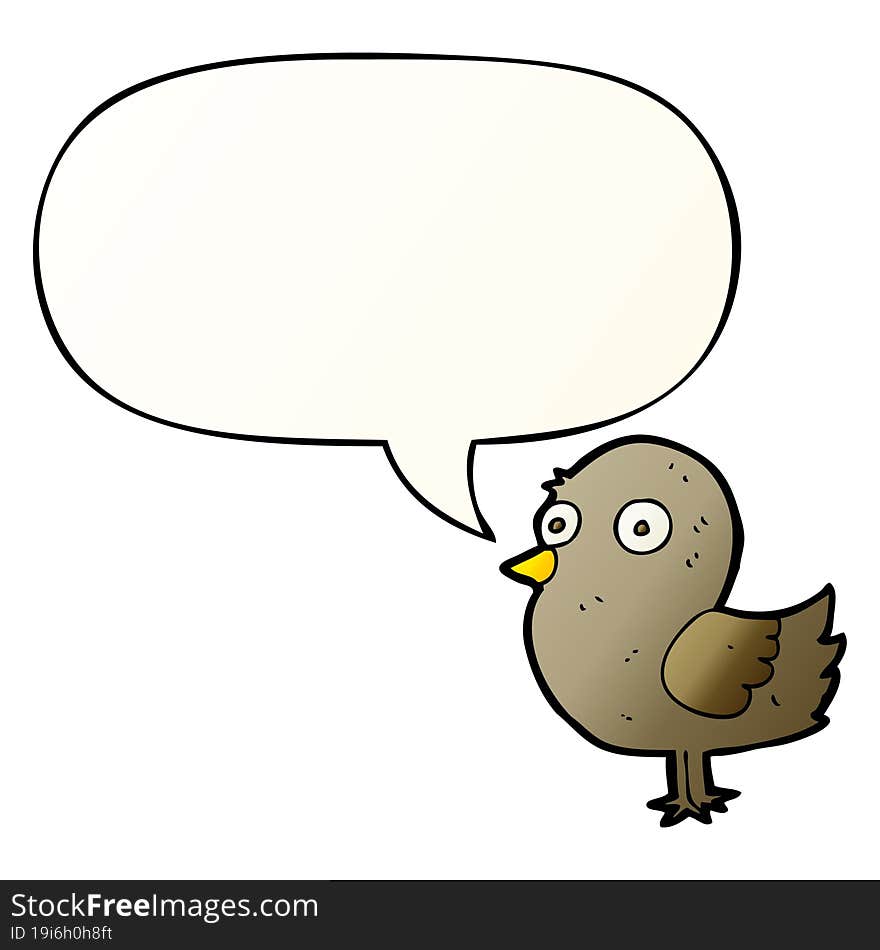 cartoon bird and speech bubble in smooth gradient style