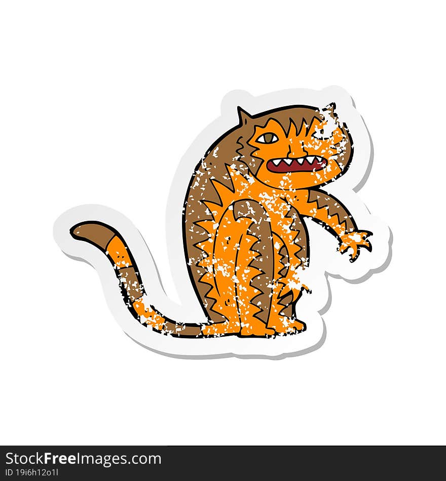 Retro Distressed Sticker Of A Cartoon Tiger