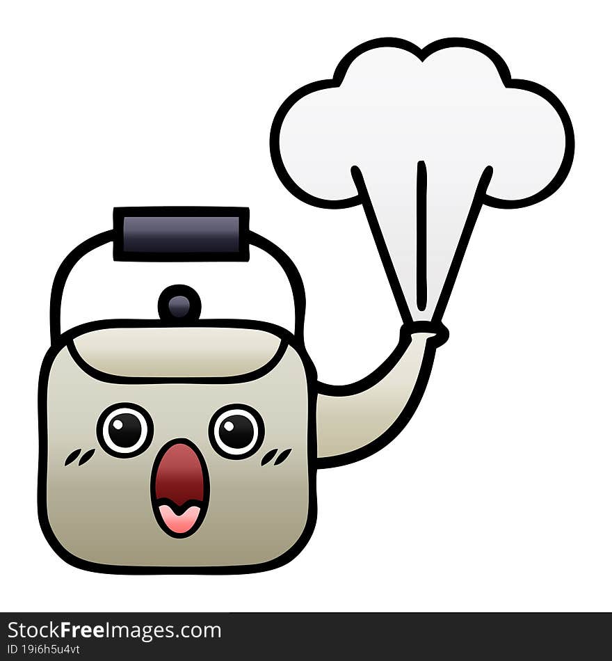 gradient shaded cartoon steaming kettle