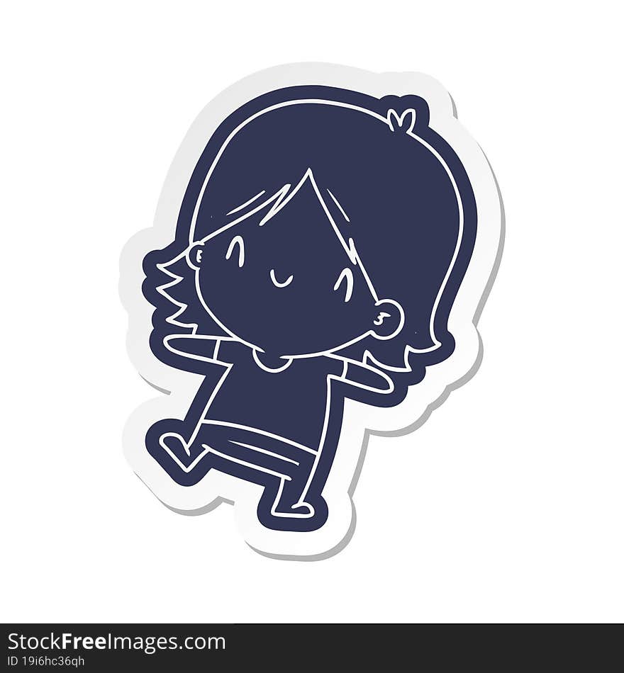 Cartoon Sticker Of A Cute Kawaii Girl