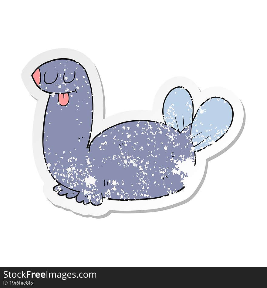 retro distressed sticker of a cartoon seal