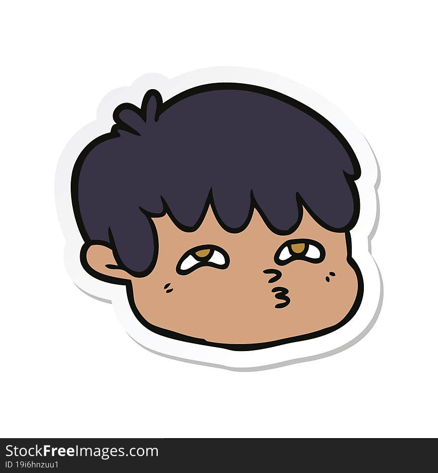 sticker of a cartoon male face