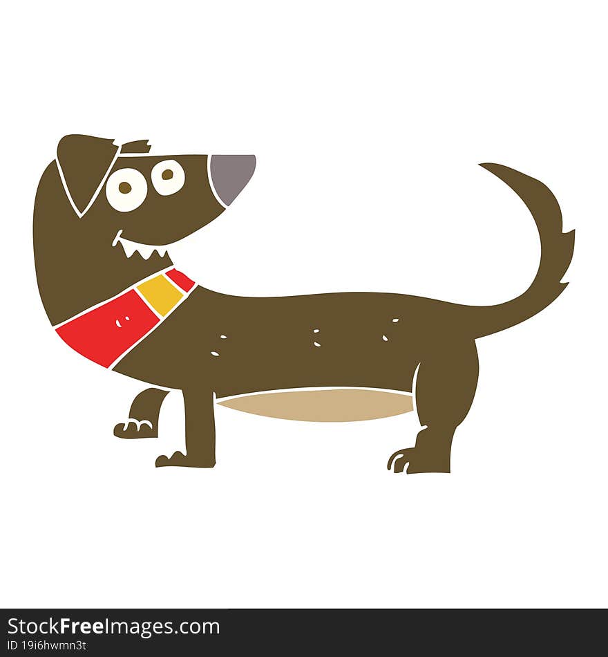 Flat Color Illustration Of A Cartoon Dog