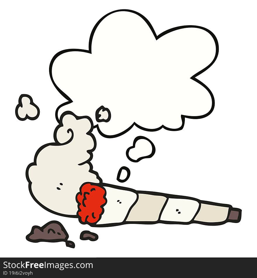 cartoon cigarette and thought bubble