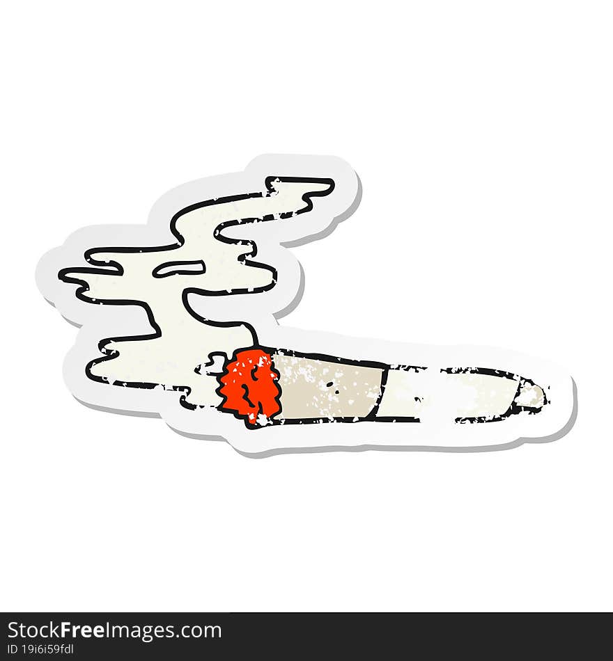 distressed sticker of a cartoon cigarette