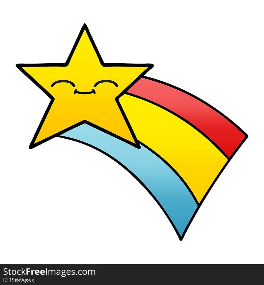 Gradient Shaded Cartoon Shooting Rainbow Star