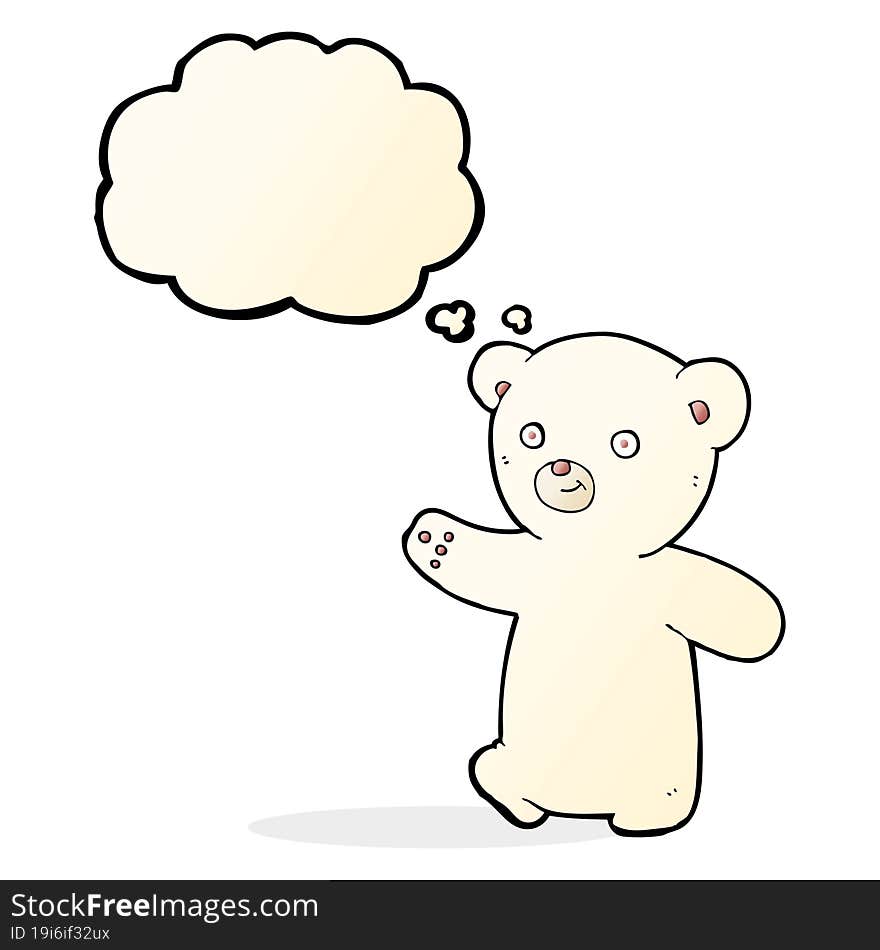 cartoon polar bear cub with thought bubble