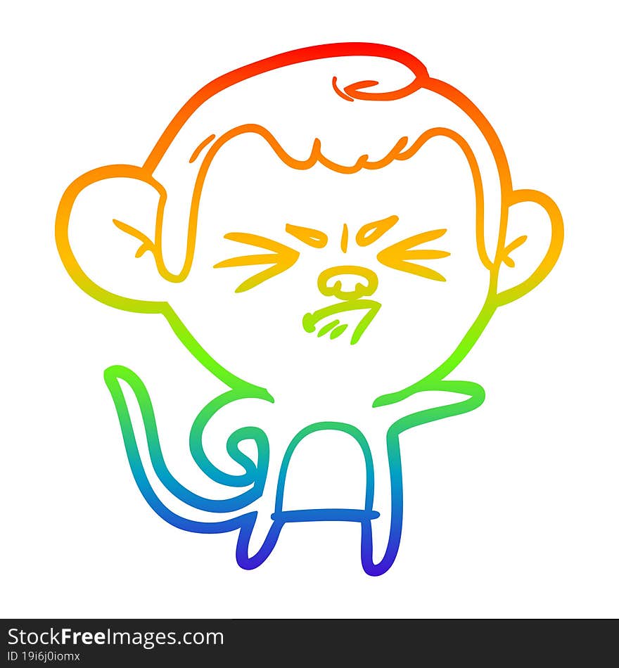 rainbow gradient line drawing cartoon annoyed monkey