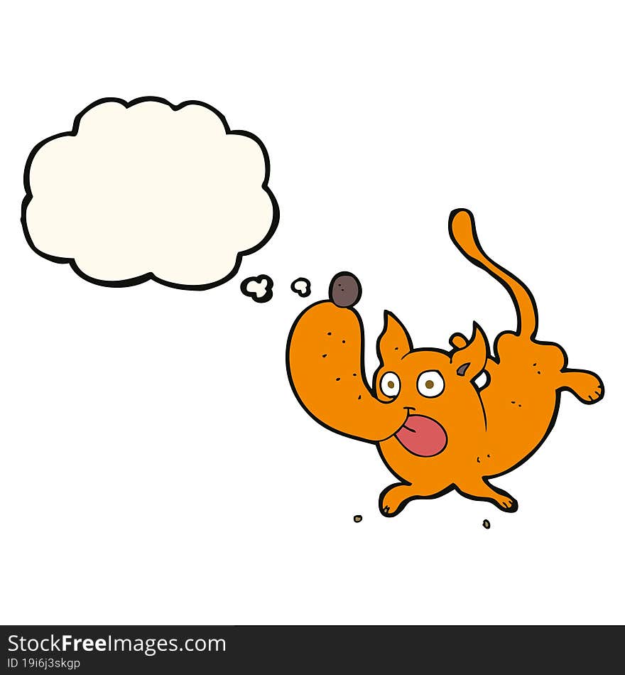 Cartoon Funny Dog With Thought Bubble