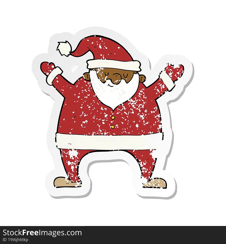 retro distressed sticker of a cartoon santa claus