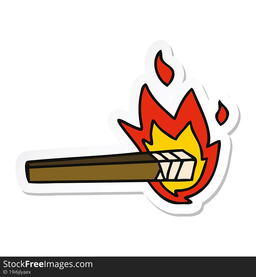 Sticker Of A Quirky Hand Drawn Cartoon Lit Torch