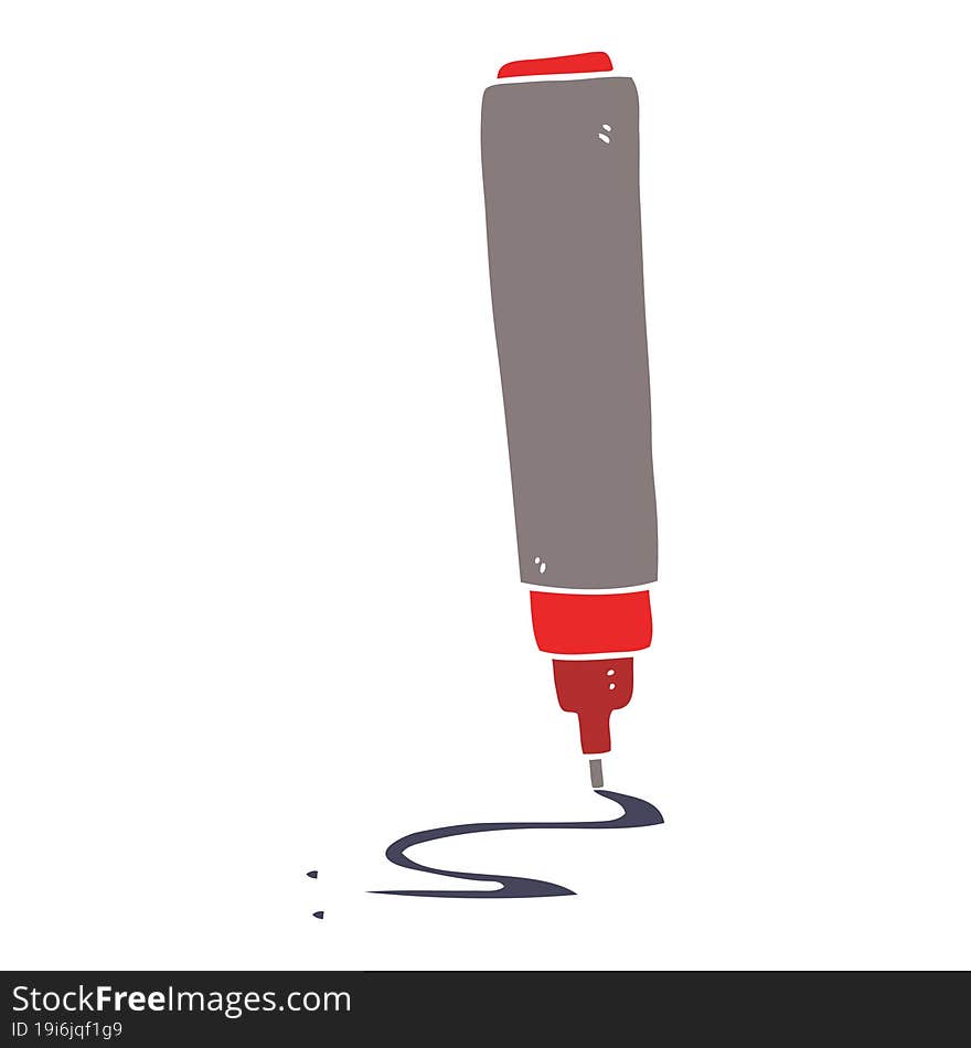 Flat Color Illustration Of A Cartoon Pen