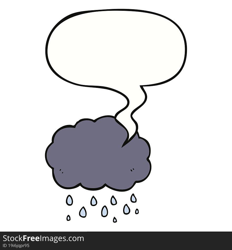 cartoon cloud raining and speech bubble