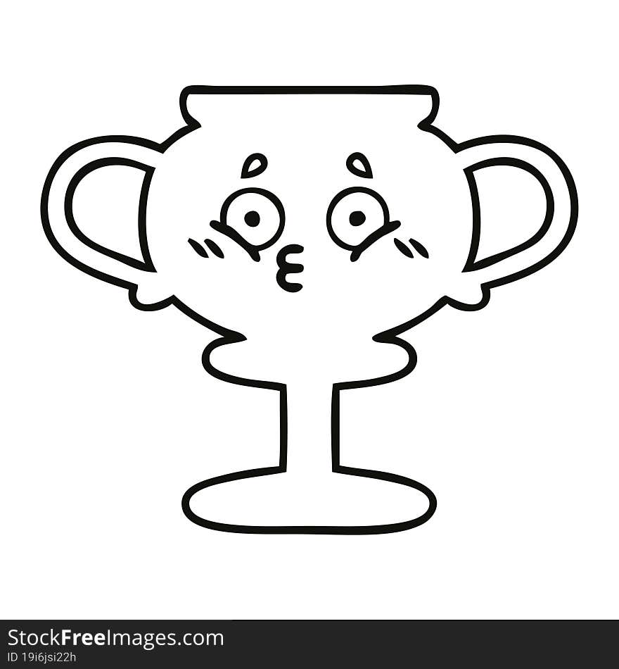 line drawing cartoon of a trophy. line drawing cartoon of a trophy