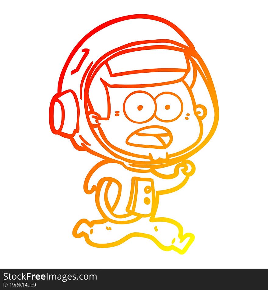 warm gradient line drawing cartoon surprised astronaut