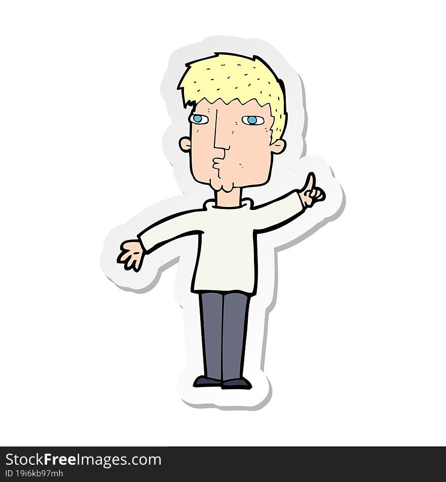 sticker of a cartoon man raising point