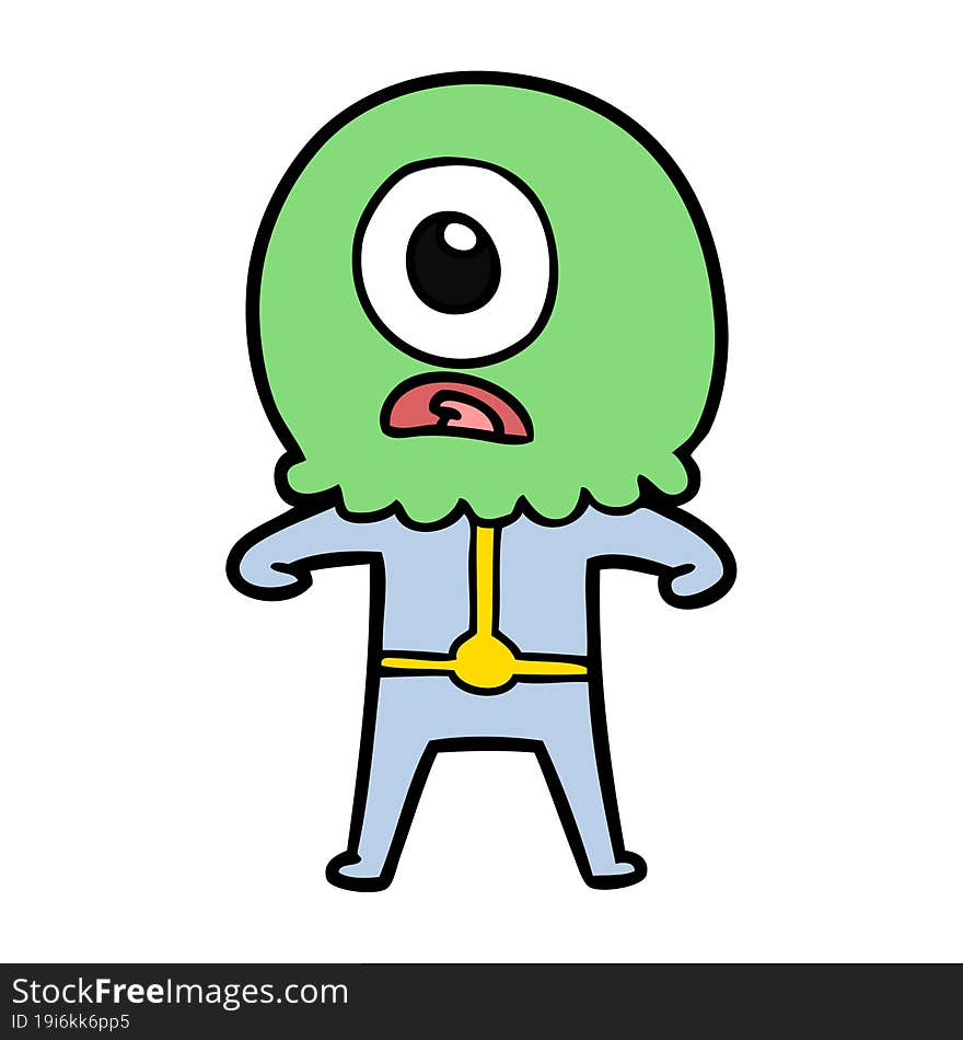 cartoon cyclops alien spaceman. cartoon cyclops alien spaceman