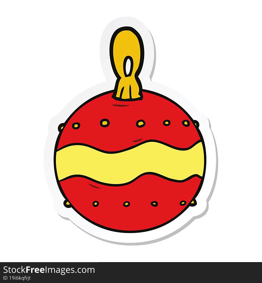 sticker of a cartoon christmas bauble