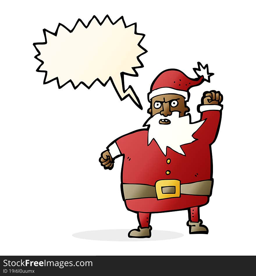 cartoon santa claus with speech bubble