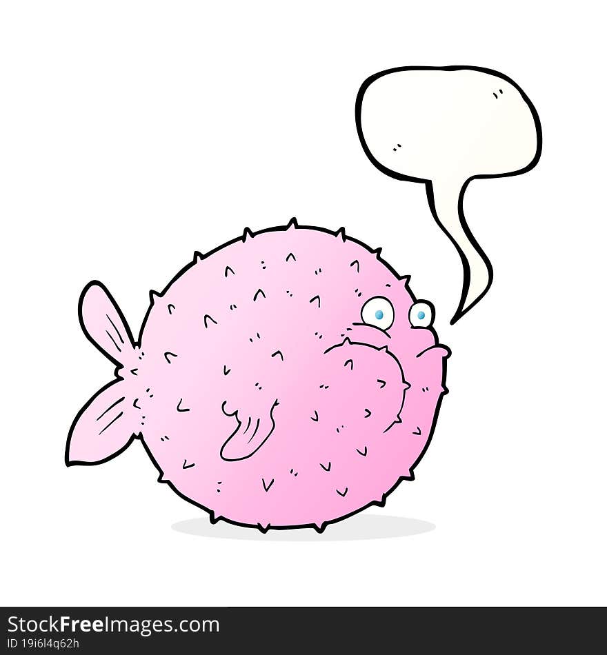 Cartoon Puffer Fish With Speech Bubble