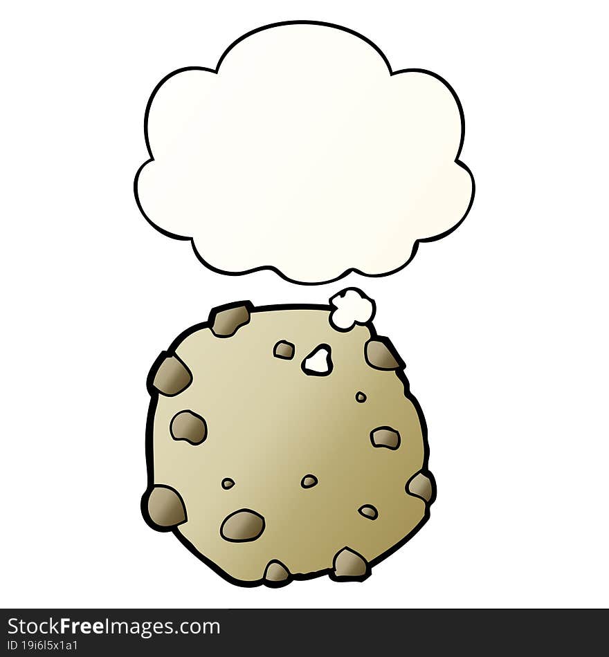 cartoon cookie and thought bubble in smooth gradient style