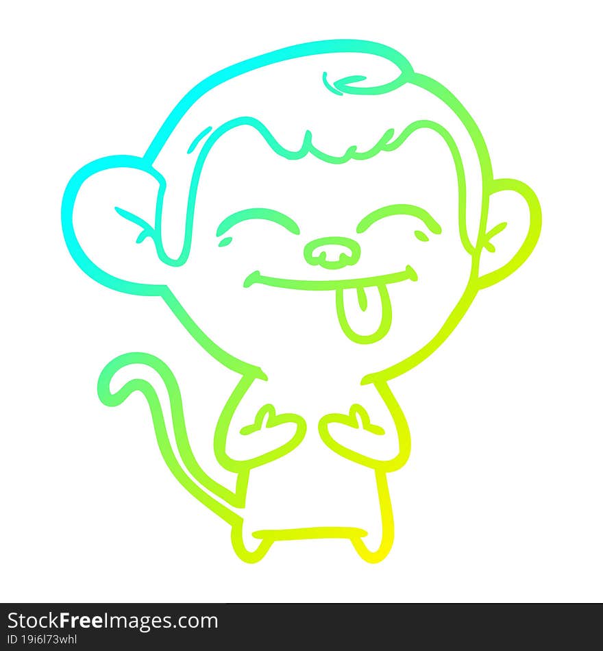 cold gradient line drawing funny cartoon monkey