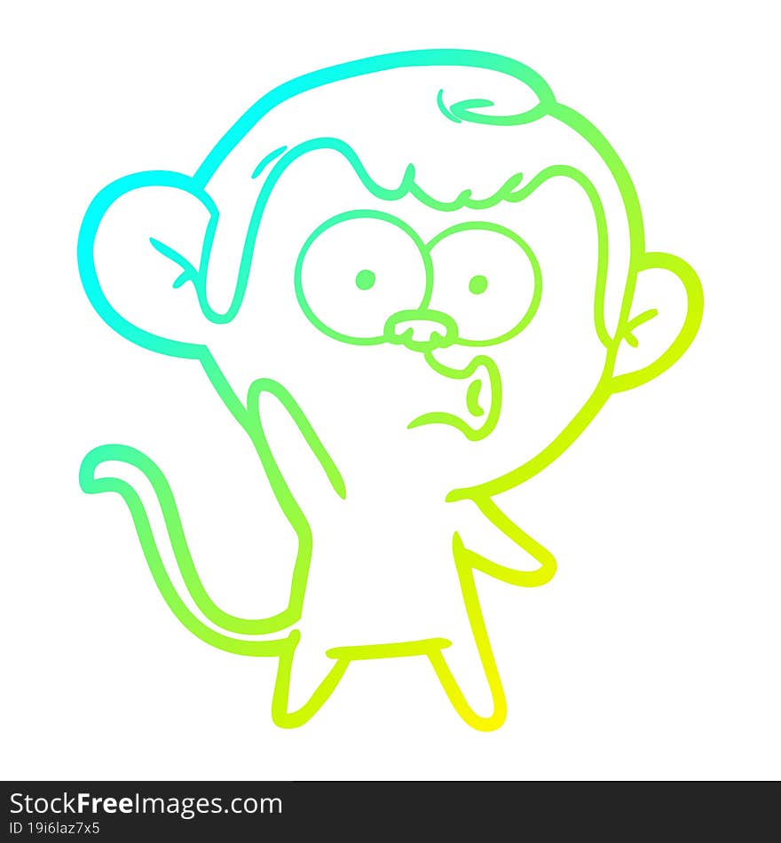 cold gradient line drawing cartoon hooting monkey