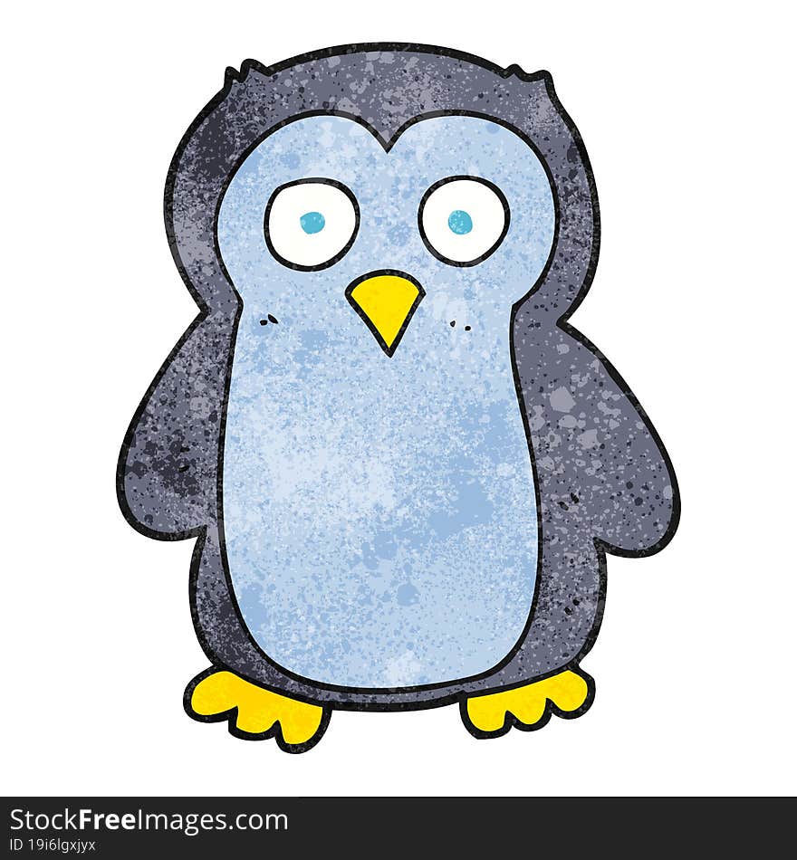 freehand textured cartoon penguin