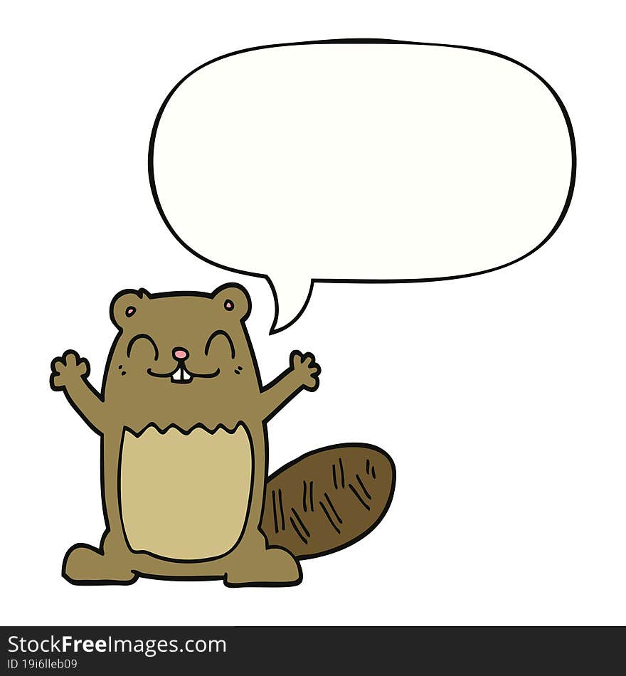 cartoon beaver and speech bubble