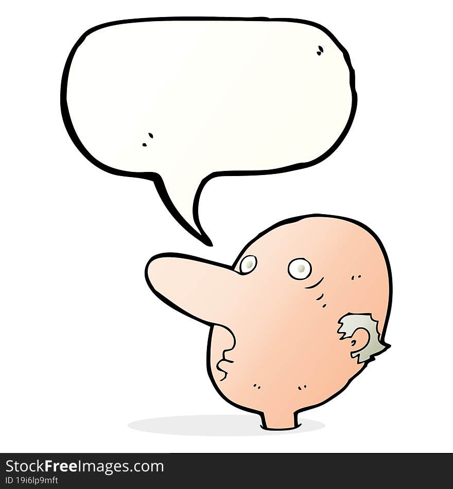 Cartoon Balding Man With Speech Bubble