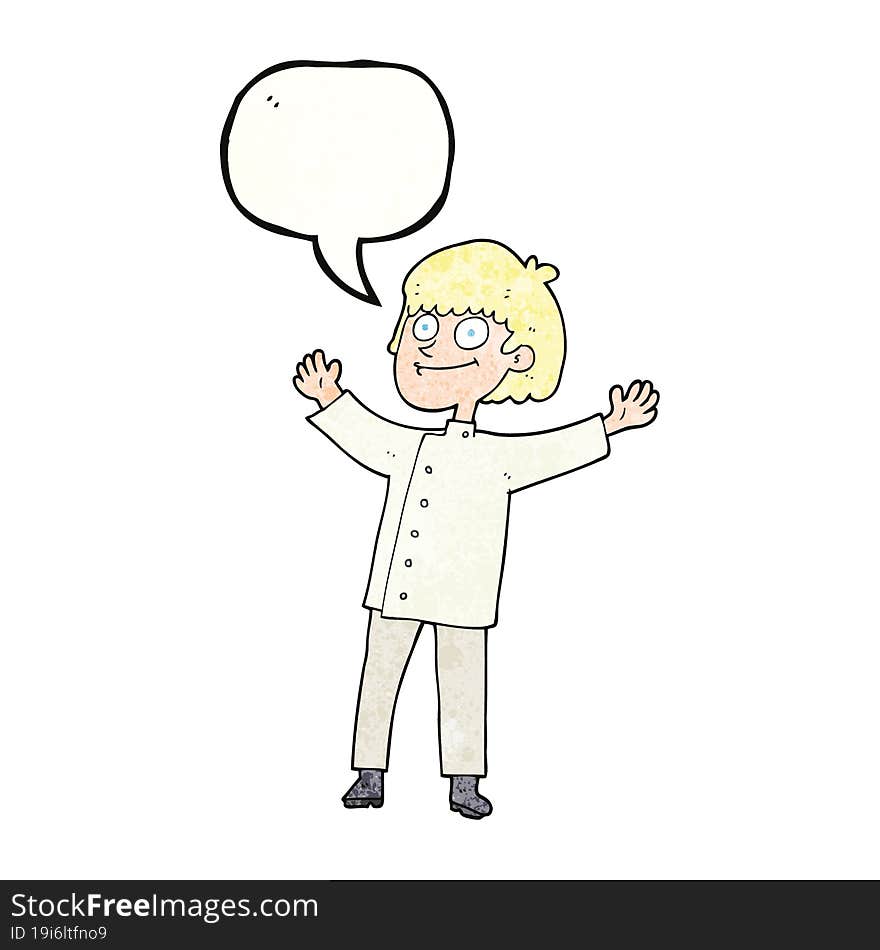 speech bubble textured cartoon chef