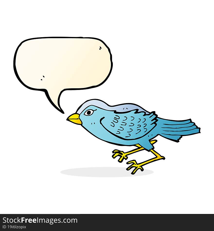 cartoon garden bird with speech bubble