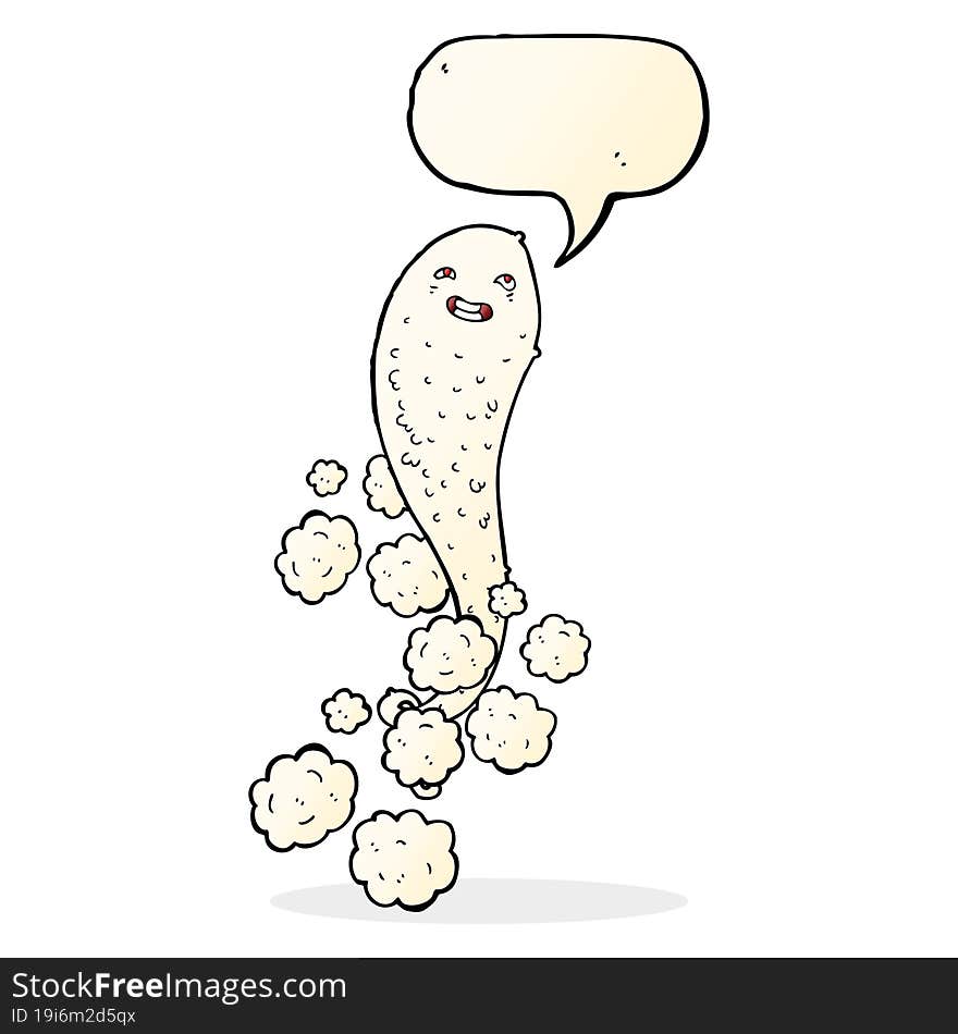 Cartoon Spooky Ghost With Speech Bubble