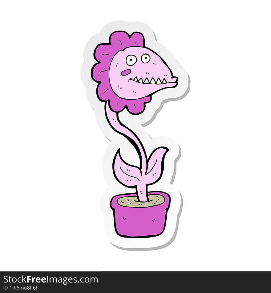 sticker of a cartoon monster plant