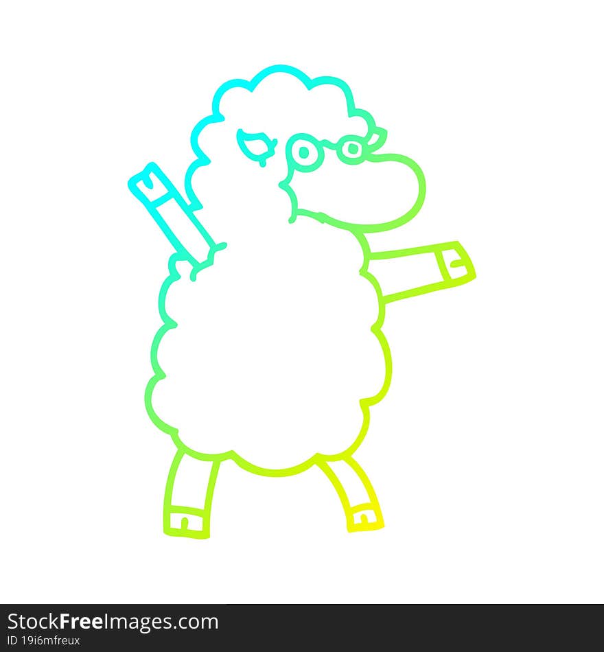 cold gradient line drawing cartoon black sheep