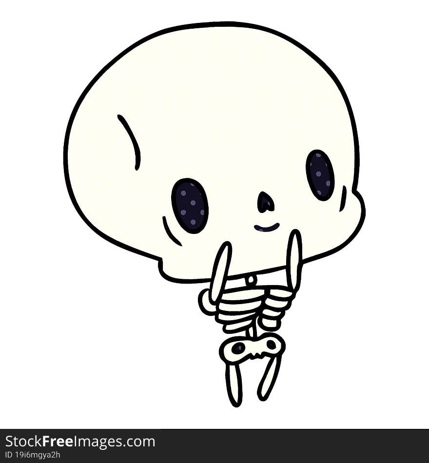 cartoon illustration kawaii cute dead skeleton. cartoon illustration kawaii cute dead skeleton