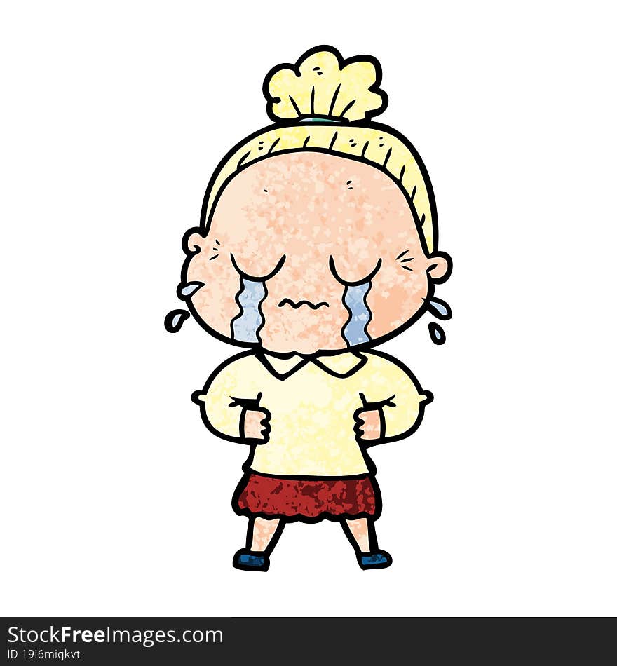 cartoon crying old lady. cartoon crying old lady