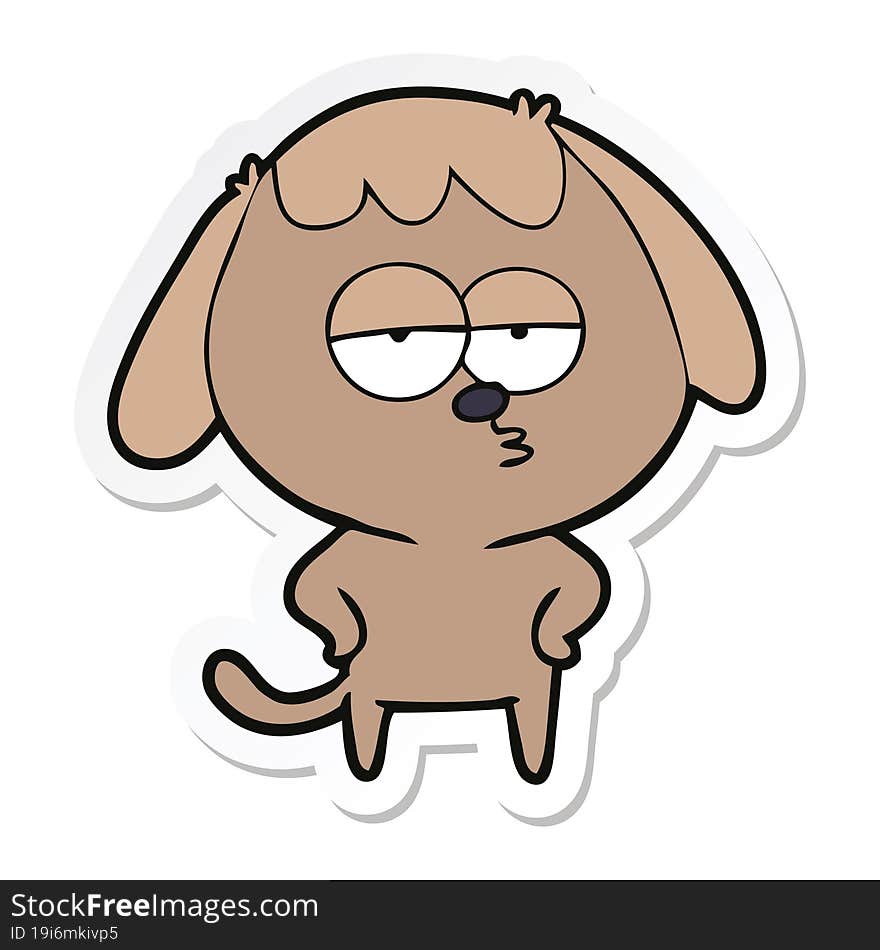 sticker of a cartoon bored dog