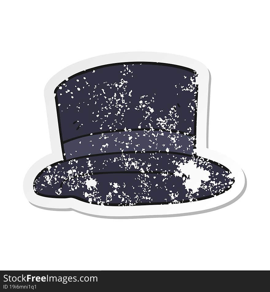 retro distressed sticker of a cartoon top hat