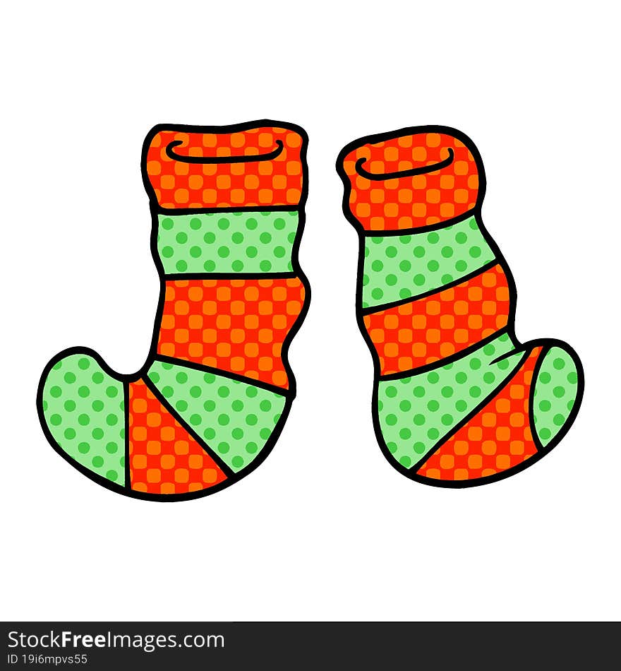 Cartoon Doodle Striped Socks