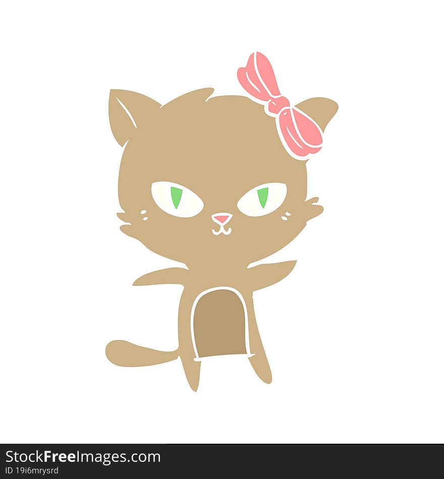 cute flat color style cartoon cat