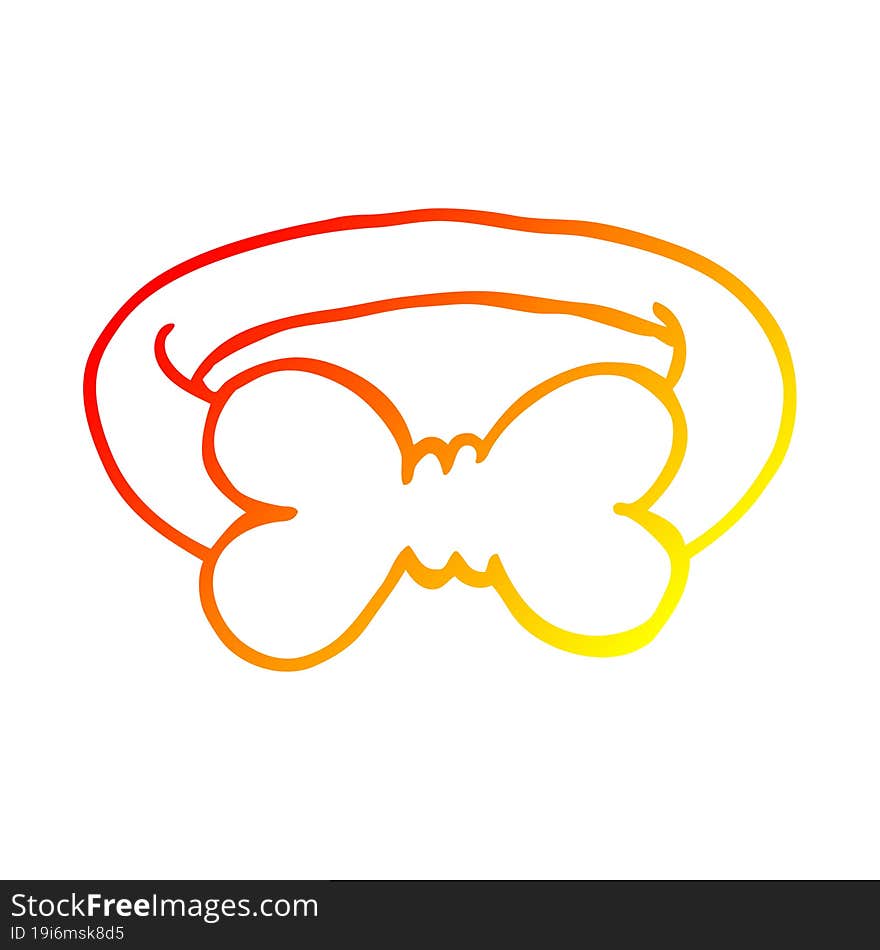 warm gradient line drawing of a cartoon black bow tie