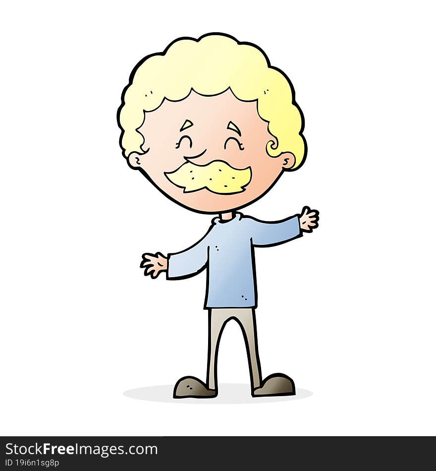 Cartoon Happy Man With Mustache