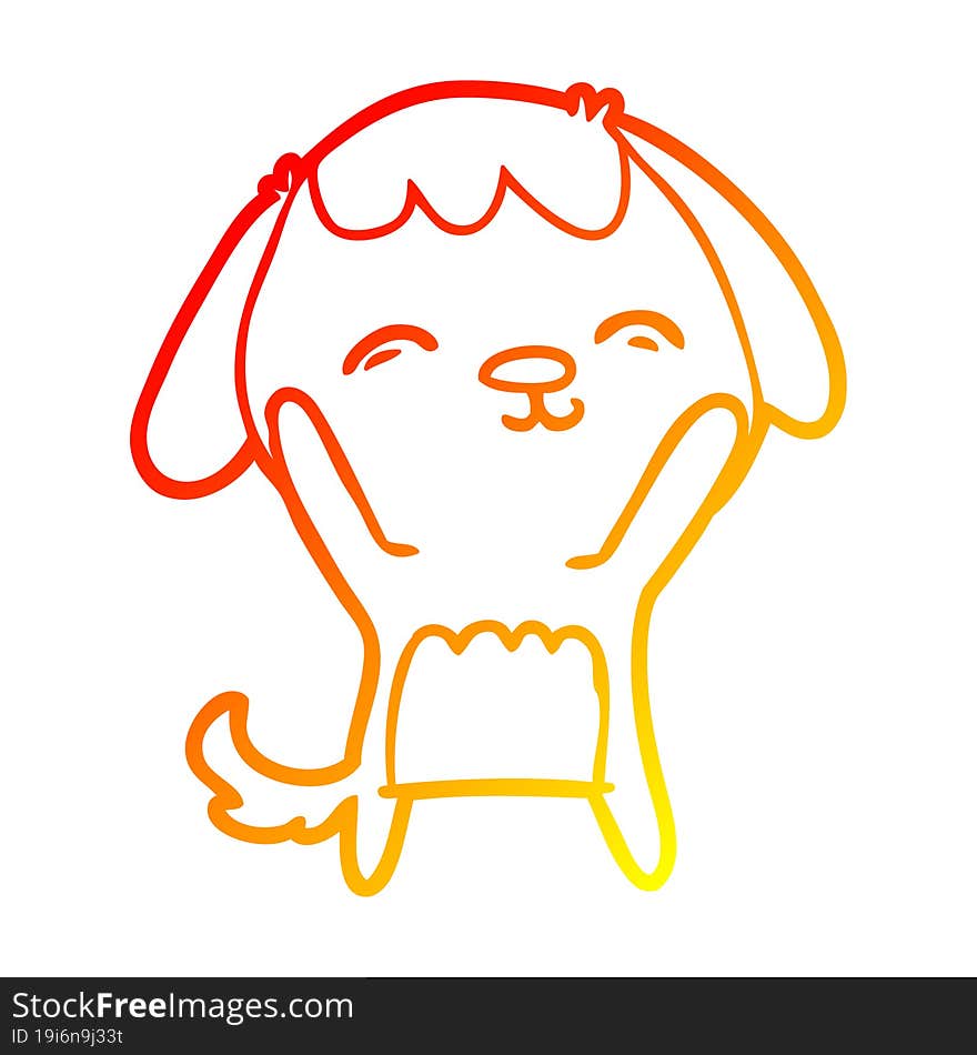 warm gradient line drawing happy cartoon dog