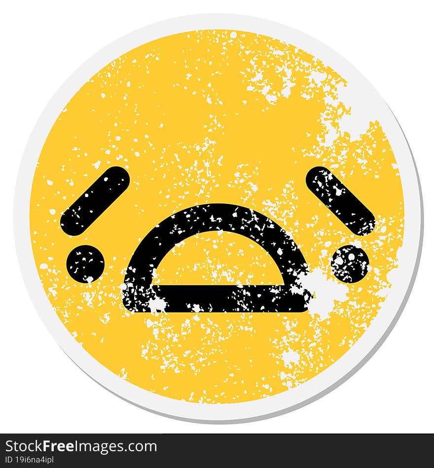 Unhappy Face Circular Sticker