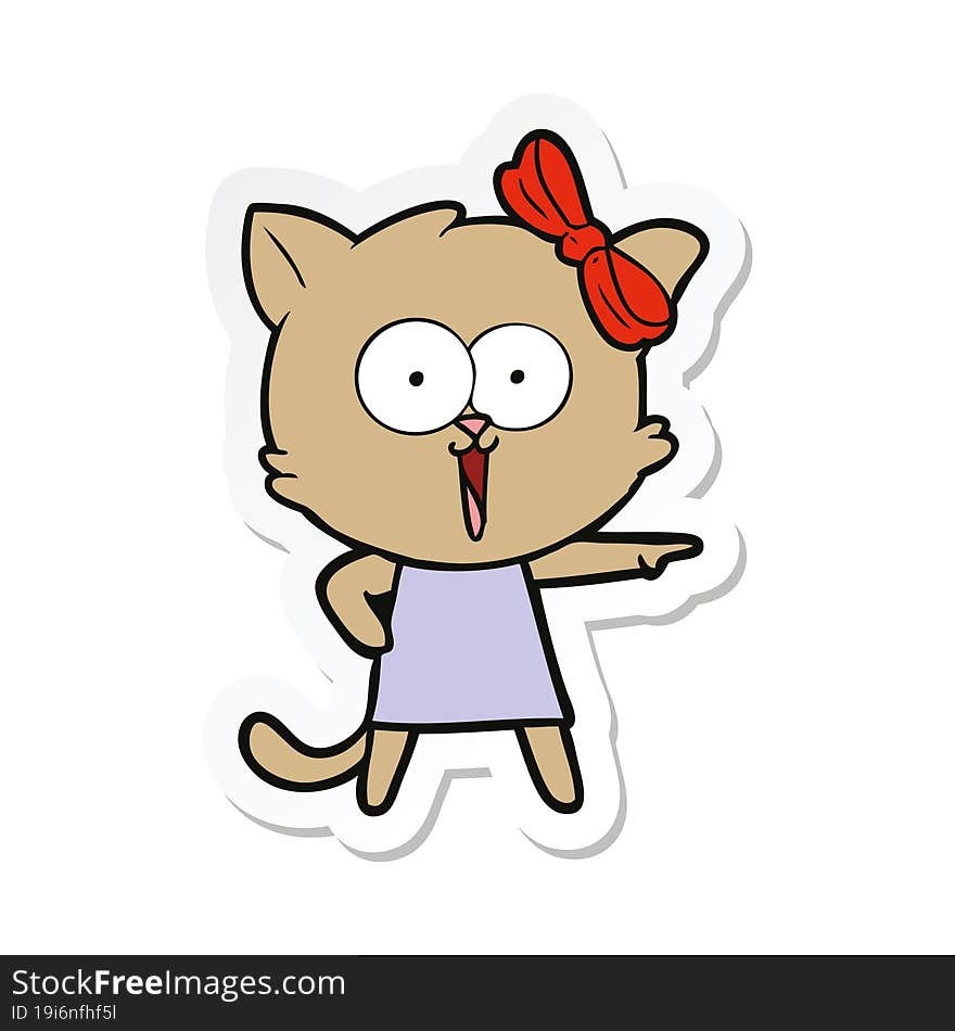 Sticker Of A Cartoon Cat